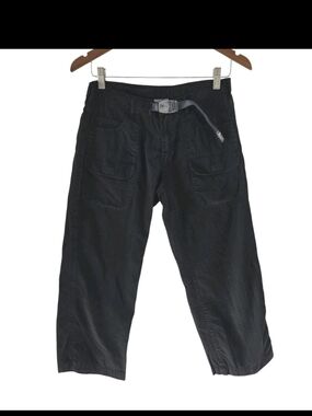 Gramicci USA Black Belted Pocket Utility Capri Cropped Pants Cotton Womens 4